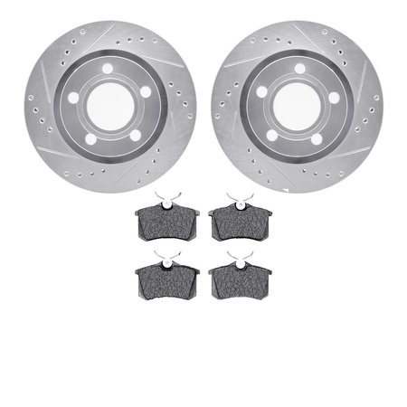 DYNAMIC FRICTION CO 7502-74047, Rotors-Drilled and Slotted-Silver with 5000 Advanced Brake Pads, Zinc Coated 7502-74047